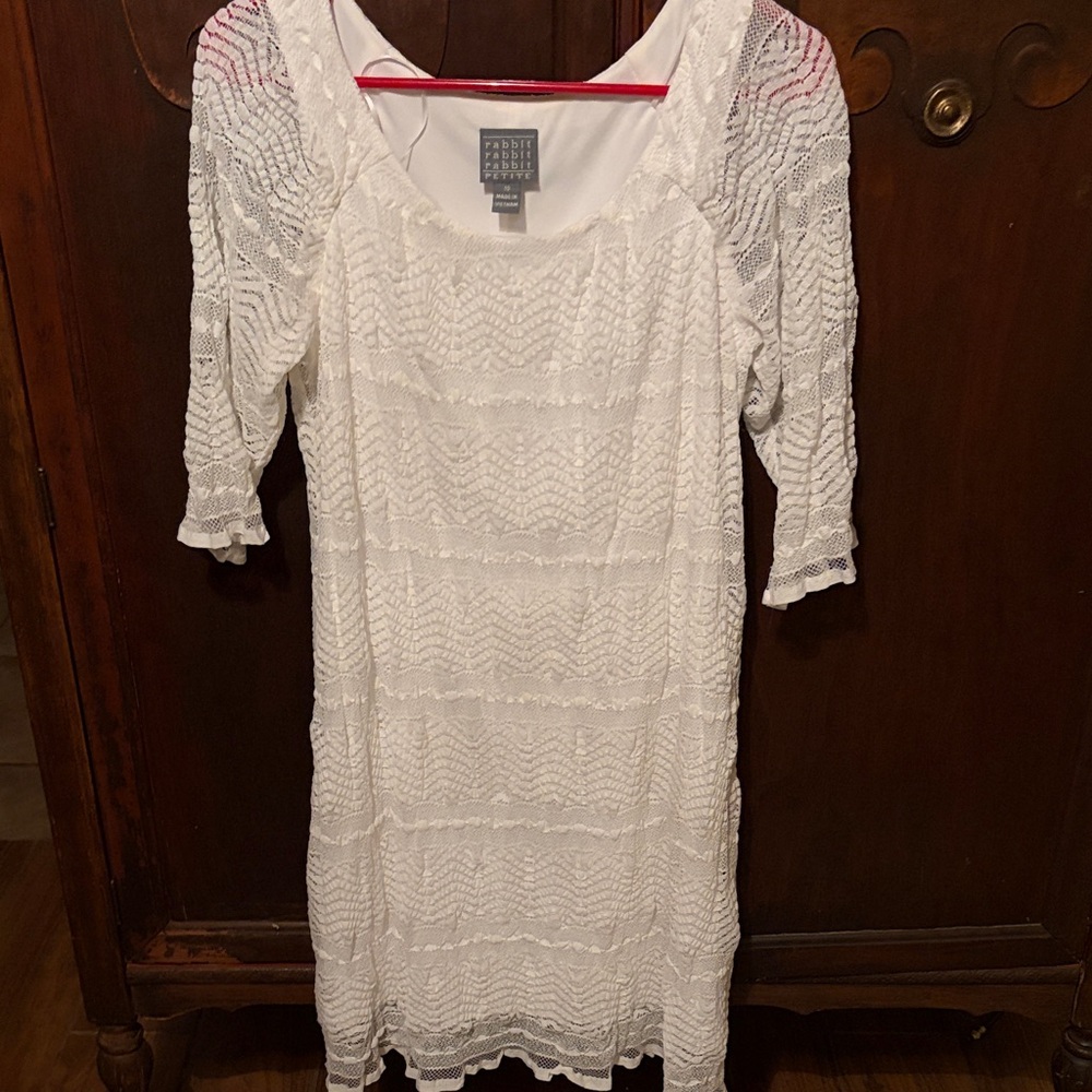Rabbit Rabbit Rabbit White Lace Knit Dress size 10 medium Petite
